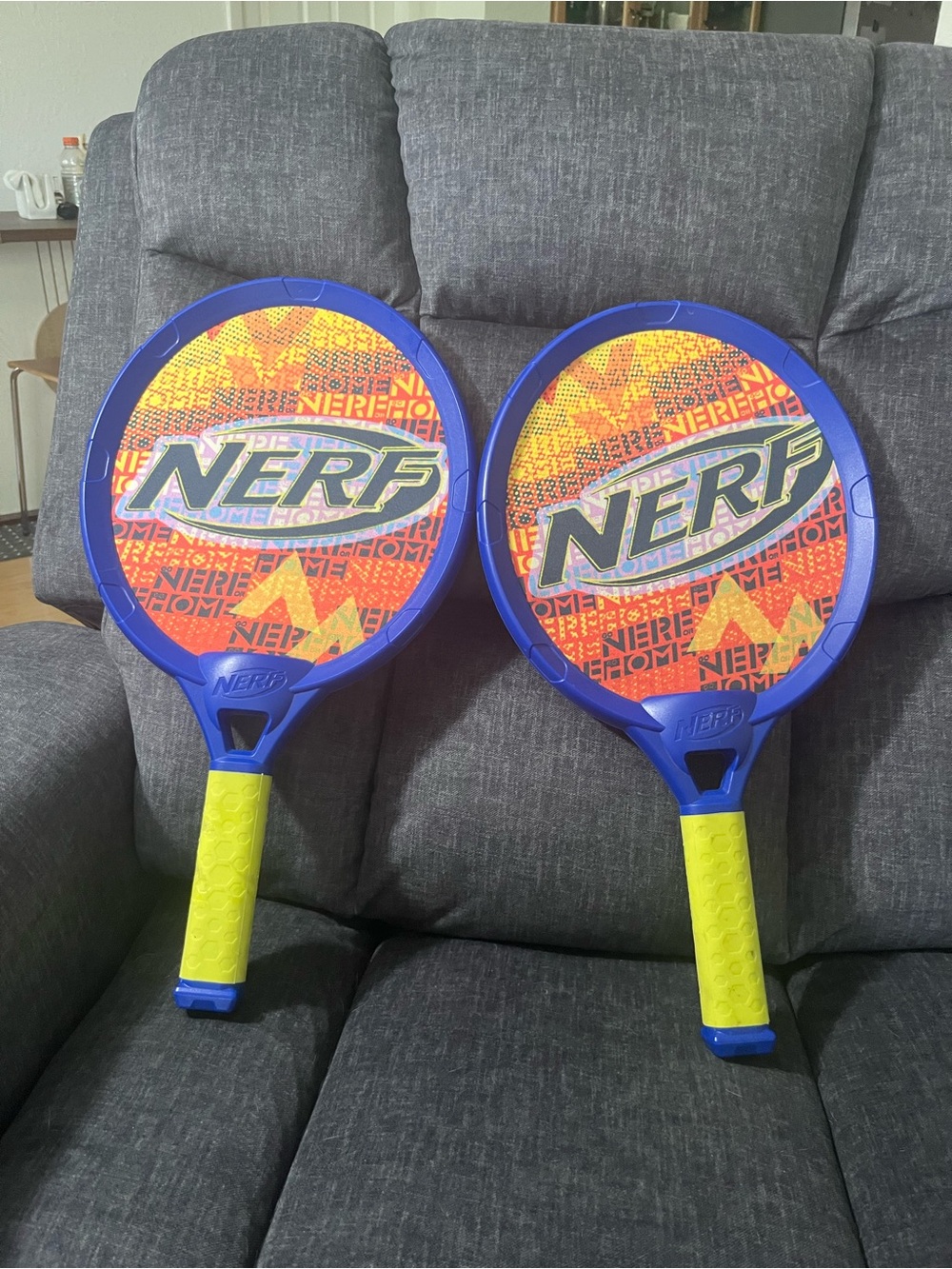 Nerf Blue and Yellow Paddle Ball Set